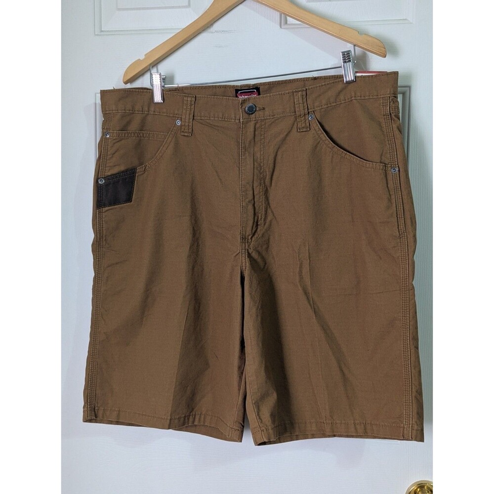 NWT Wrangler Technical Shorts Mens 38 Rust Brown Canvas Work Utility Carpenter